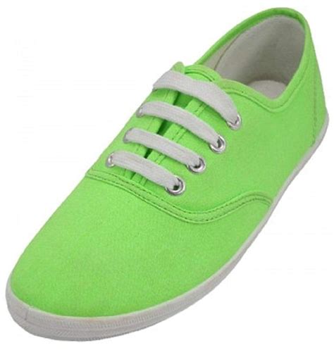 Shoes8teen Shoes 18 Womens Canvas Shoes Lace Up Sneakers 324 Neon