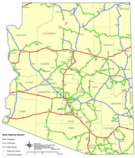 Large Detailed Administrative Map Of Arizona State With Roads Highways