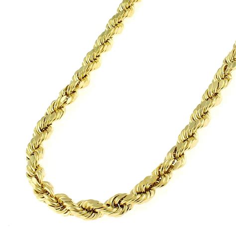 Next Level Jewelry 14k Yellow Gold 4mm Solid Rope Diamond Cut Braided