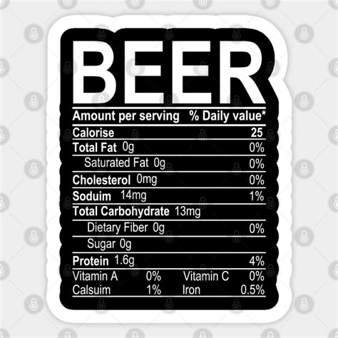 Beer Nutritional Facts Beer Nutritional Facts Thanksgiving Sticker