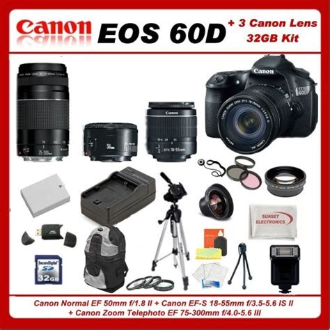 Cheap Canon Eos 60d Dslr Camera Kit With 3 Canon Lenses Featuring