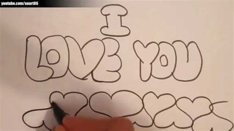 How To Draw I Love You In Bubble Letters Youtube