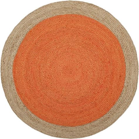 Round Jute Rug Orange Reversible Jute Carpet For Sale Hand Etsy