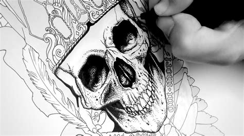 Drawing A Skull Tattoo Design With Ink Time Lapse Tys