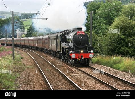 Black Five Steam Locomotive Number 45407 At Cononley On The Waverley
