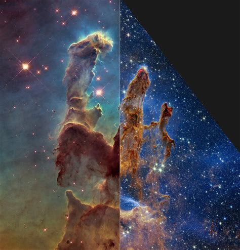Hubble And Webb Showcase The Pillars Of Creation Slider Tool Esa Webb
