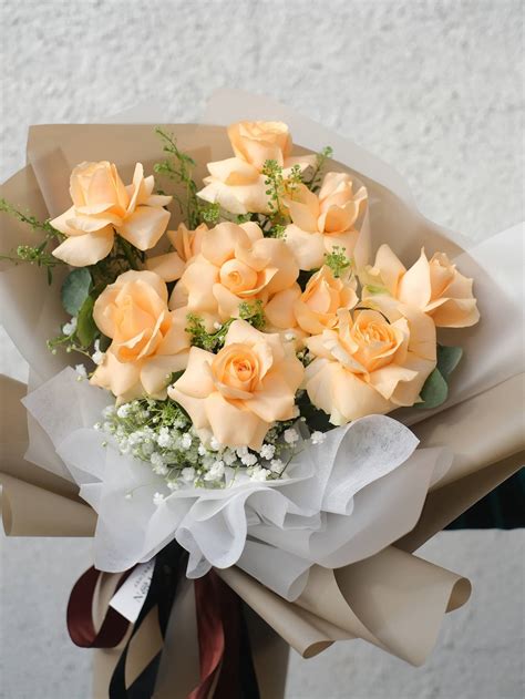 Peach Roses Bouquet Baleton Flowerchef