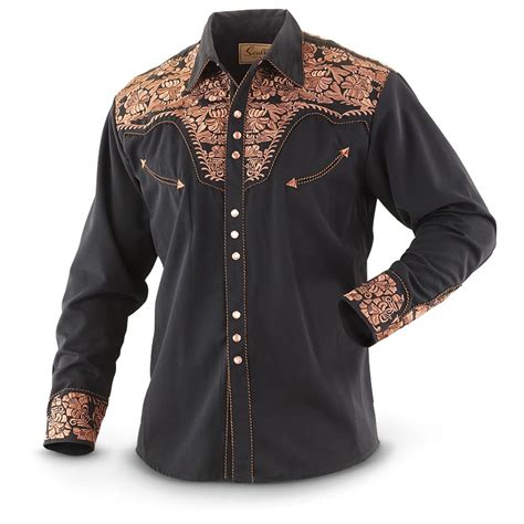 Scully Mens Embroidered Shirt Embroidered Shirt Shirts Western Wear