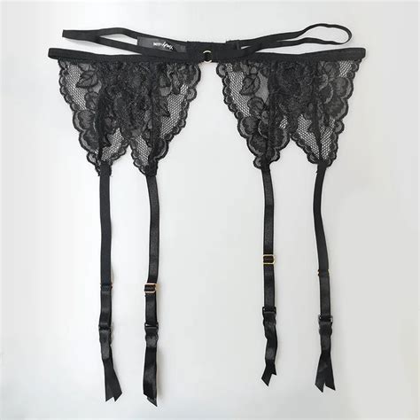 solid black lace sexy women garter belt for female metal buckle suspender belt lingerie