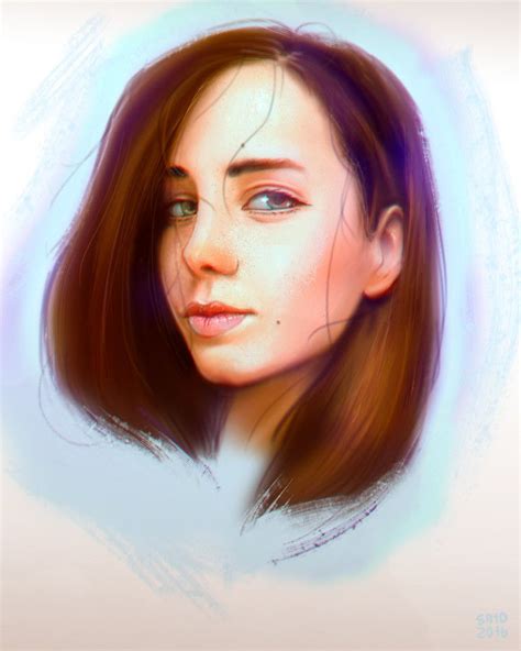 A Digital Painting Of A Womans Face