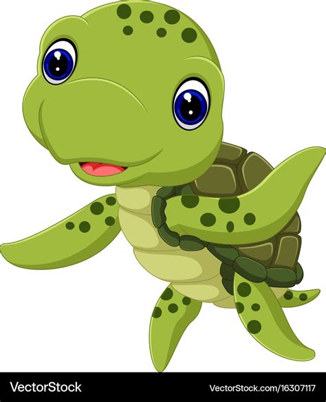 Cute Sea Turtle Cartoon Royalty Free Vector Image