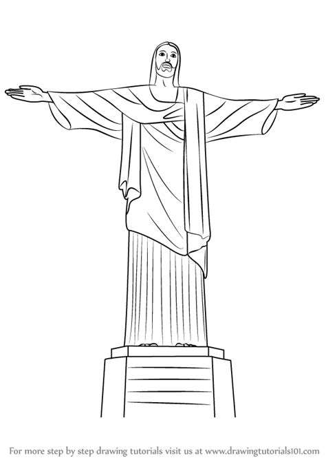 Learn How To Draw Christ The Redeemer Wonders Of The World Step By