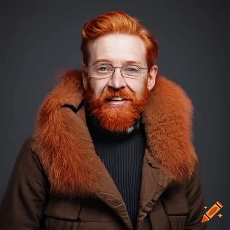 Portrait Of A Happy Red Haired Man With Beard And Moustache