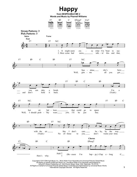 Happy Sheet Music By Pharrell Williams Easy Guitar 156341