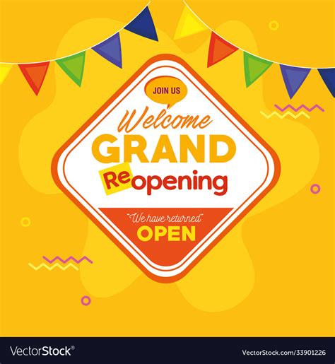Welcome Grand Reopening We Have Returned Open Vector Image
