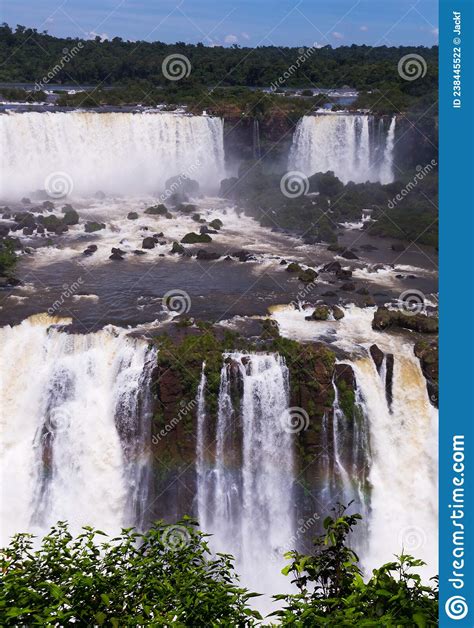 Waterfall Cataratas Del Iguazu On Iguazu River Brazil Stock Photo