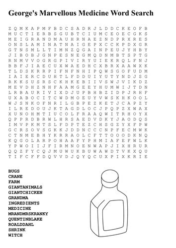 Georges Marvellous Medicine Word Search By Sfy773 Teaching Resources