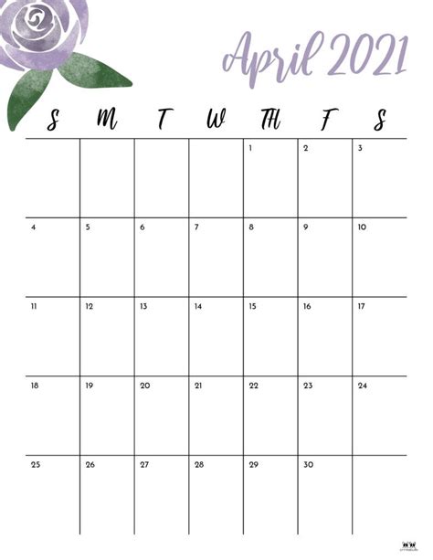 Printable April 2021 Calendar Style 15 2021 Calendar Calendar