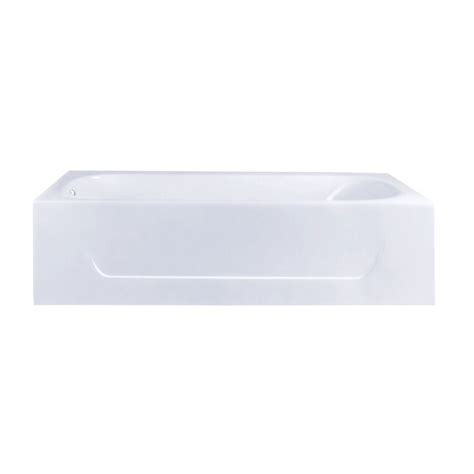 Kingston Brass Aqua Eden 30 In X 60 In White Cast Iron Alcove Soaking Bathtub Left Drain At