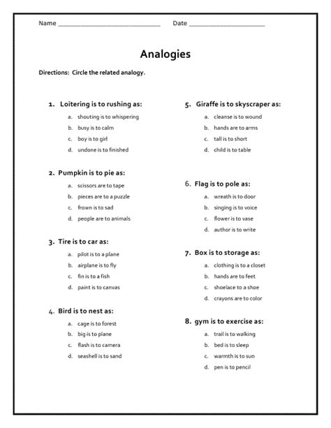 Etc.), the worksheets can be used as a review aid, they can be put on the classroom walls and be given for. Free Analogy Worksheets | Analogy, Middle school, Word ...