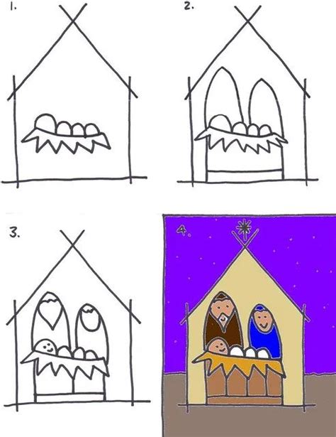 Drawing A Nativity Scene For Kids Christmas Art Projects Nativity