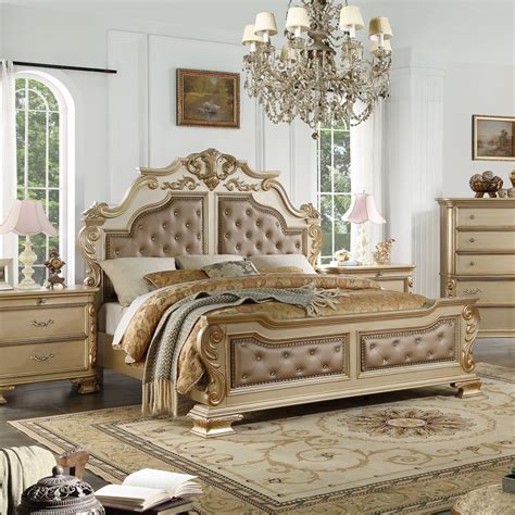 Anastasia sideboard with chrome details. Badcock & More | Miranda Gold 5 PC King Bedroom | Bedroom ...