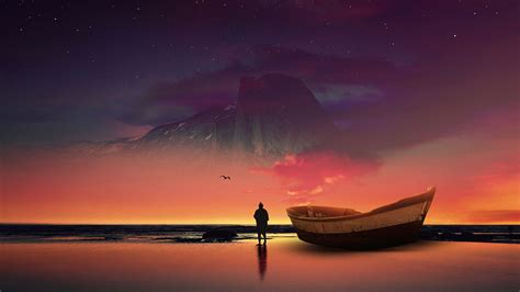 Download Wallpaper 1920x1080 Boat Silhouette Photoshop