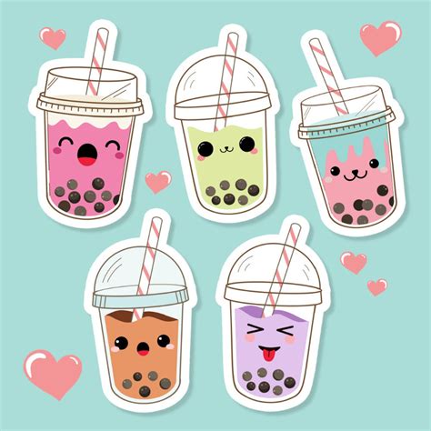 Kawaii Bubble Tea Sticker Pack Boba Tea Stickers Bubble Tea Etsyde