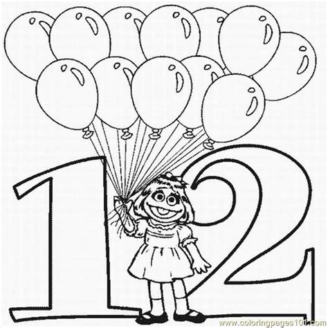 Coloring Pages Numbers Coloring Pages 12 Lrg Cartoons Elmo Free