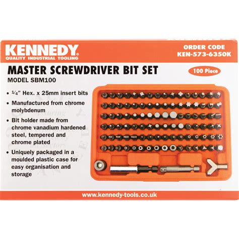 Kennedy 100 Piece Screwdriver Bit Set 14in Hex X 25mm 5736350k