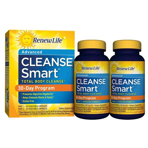 Renew Life Cleanse Smart Total Body Cleanse 30 Day Program 2 Part Kit