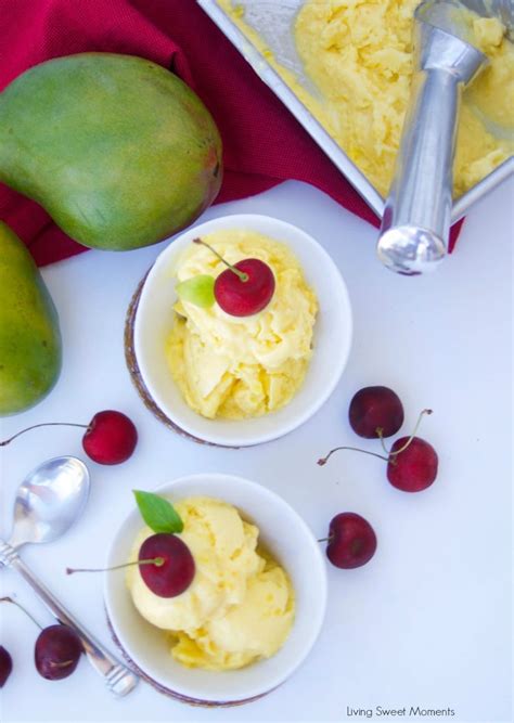 This mango smoothie is made with frozen mango, yogurt, banana and juice, all blended together into an ultra creamy drink. 3-Ingredient Mango Frozen Yogurt Recipe - Living Sweet Moments