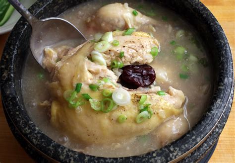 Korean Food Photo Ginseng Chicken Soup For Dinner
