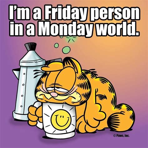 Im A Friday Person In A Monday World Garfield Quotes Garfield