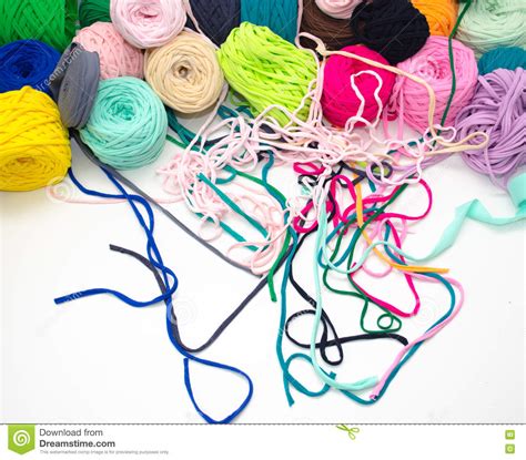 Background Of Multi Colored Balls Of Yarn And Thread Stock Photo