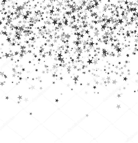 Silver Stars Falling From The Sky On White Background Abstract