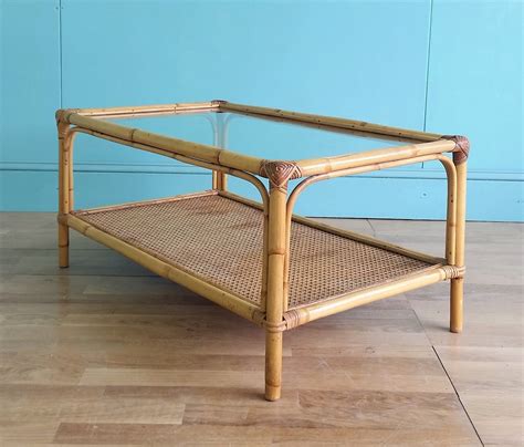 Bamboo sofa side table tv tray couch coffee snack end table (gold) overstock $ 46.99. Vintage Bamboo Coffee Table | Bamboo coffee table, Bamboo ...