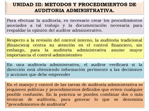 Pdf Unidad Iii Metodos Y Procedimientos De Auditoria Administrativa