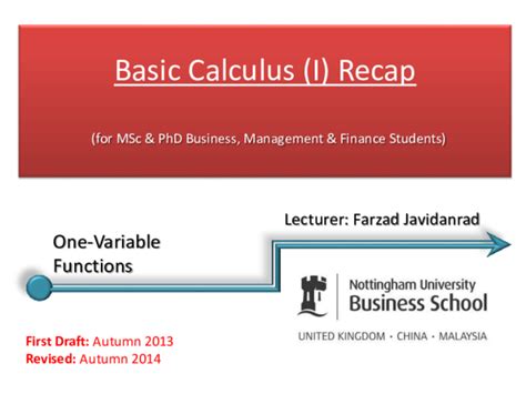 Slopes of tangent lines via limits. (PDF) Basic Calculus for One-Variable Functions (recap ...
