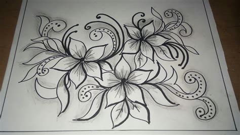Sketsa Lukisan Corak Batik Bunga Simple 45 Gambar Motif Batik Bunga