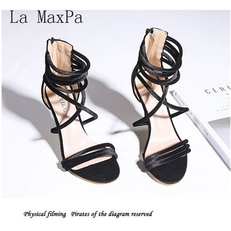 la maxpa luxury fashion sexy simple fashion flock cross tied solid ultra high heels essential