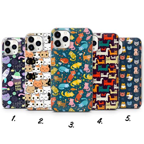 cat phone case cute cat pattern cover for iphone 12 11 pro etsy cats phone case cat pattern