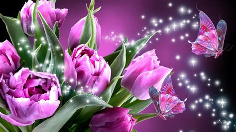 Spring, spring branch with pink flowers and butterflies, pink butterfly surrounded by pink petaled flower artwork, flower arranging, branch. Image detail for -Download Romance Of Pink Butterflies ...