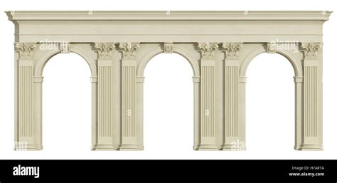 Classic Colonnade With Arch And Corinthian Column Isolated On White