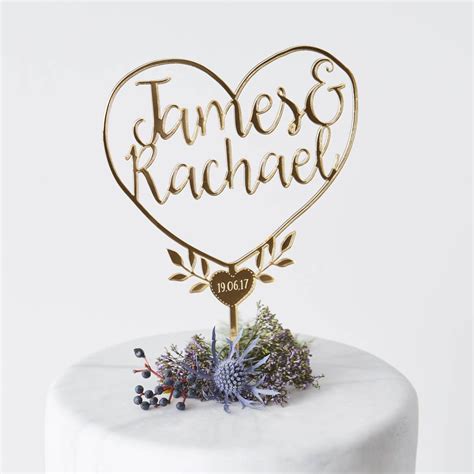 Personalised Couples Heart Cake Topper By Sophia Victoria Joy Heart