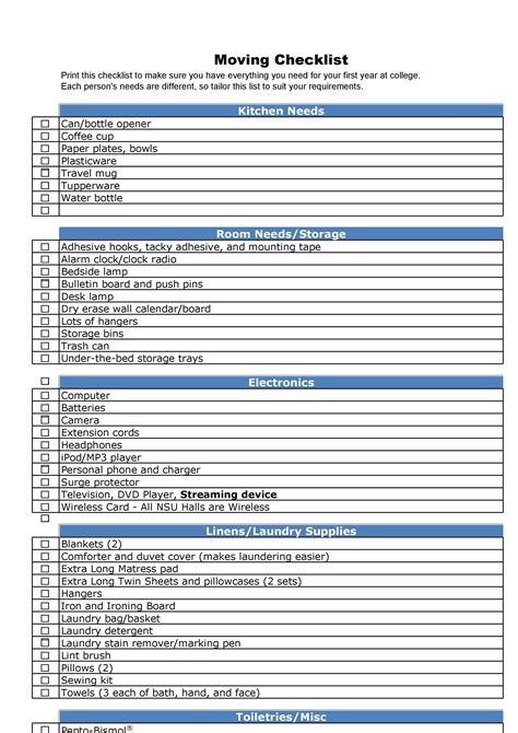 First New Apartment Checklist 40 Essential Templates Template Lab