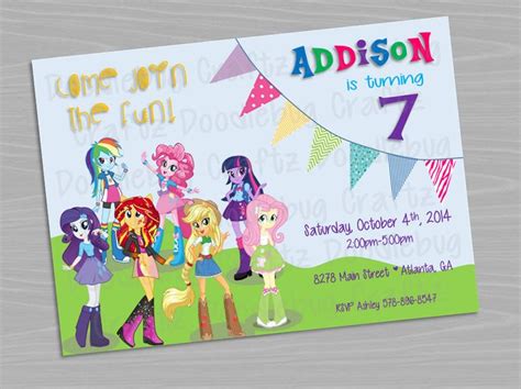 Printed My Little Pony Equestria Girls Personalized Custom Birthday