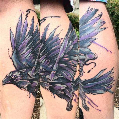 Watercolor Raven By Zack Rench At Dark Mark Tattoo In Mansfield Texas