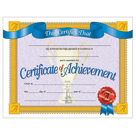 Certificate Of Achievement 85 X 11 Pack Of 30 H Va608 Flipside