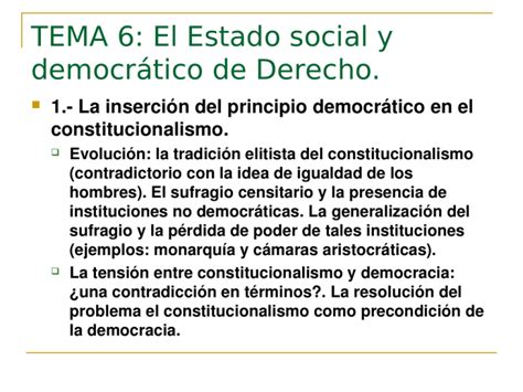 Tema 6 El Estado Social Y Democrático De Derecho